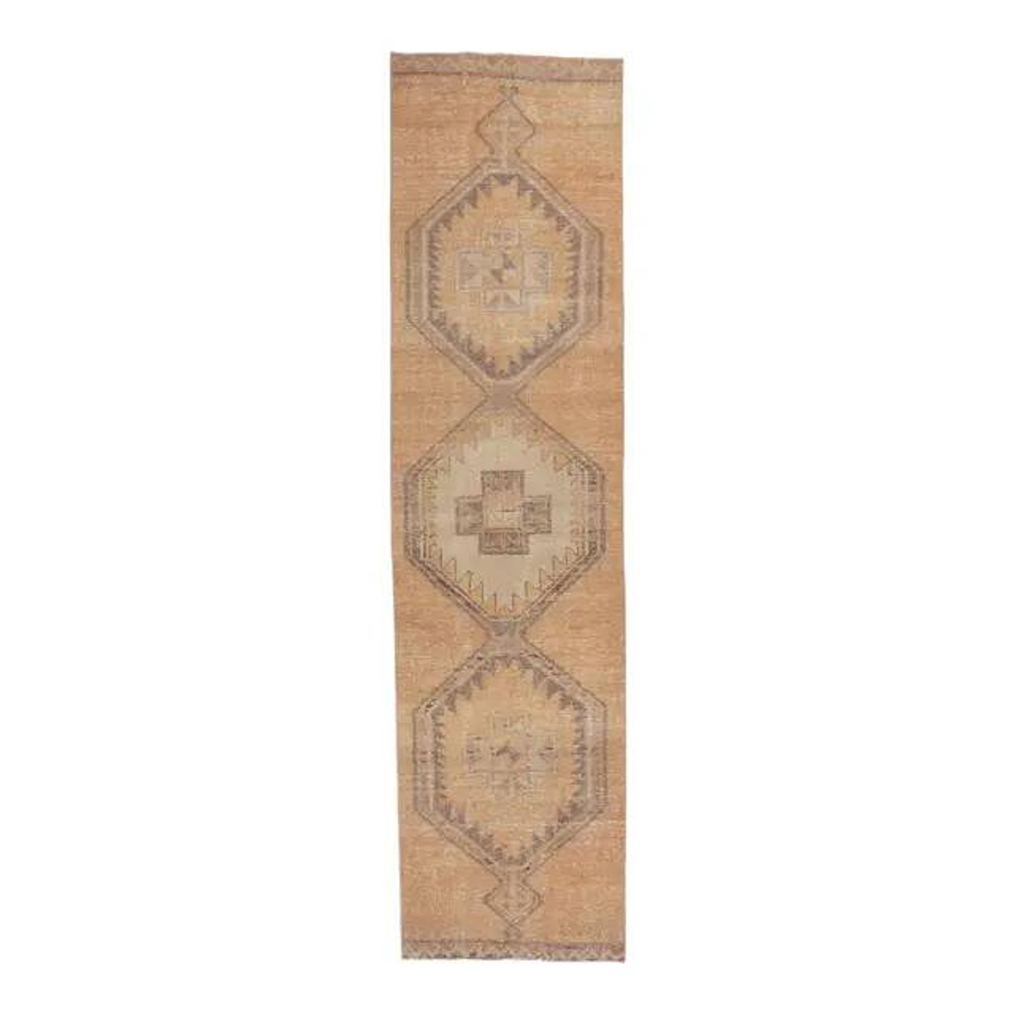 1980s Vintage Turkish Hand-Knotted Runner 92x394