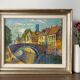 Vintage Mid Century Framed Oil Painting - Evening Walk
