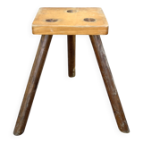 Brutalist tripod stool solid wood keyed