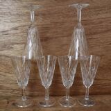 Set of 6 champagne flutes in Reims crystal glass 1950