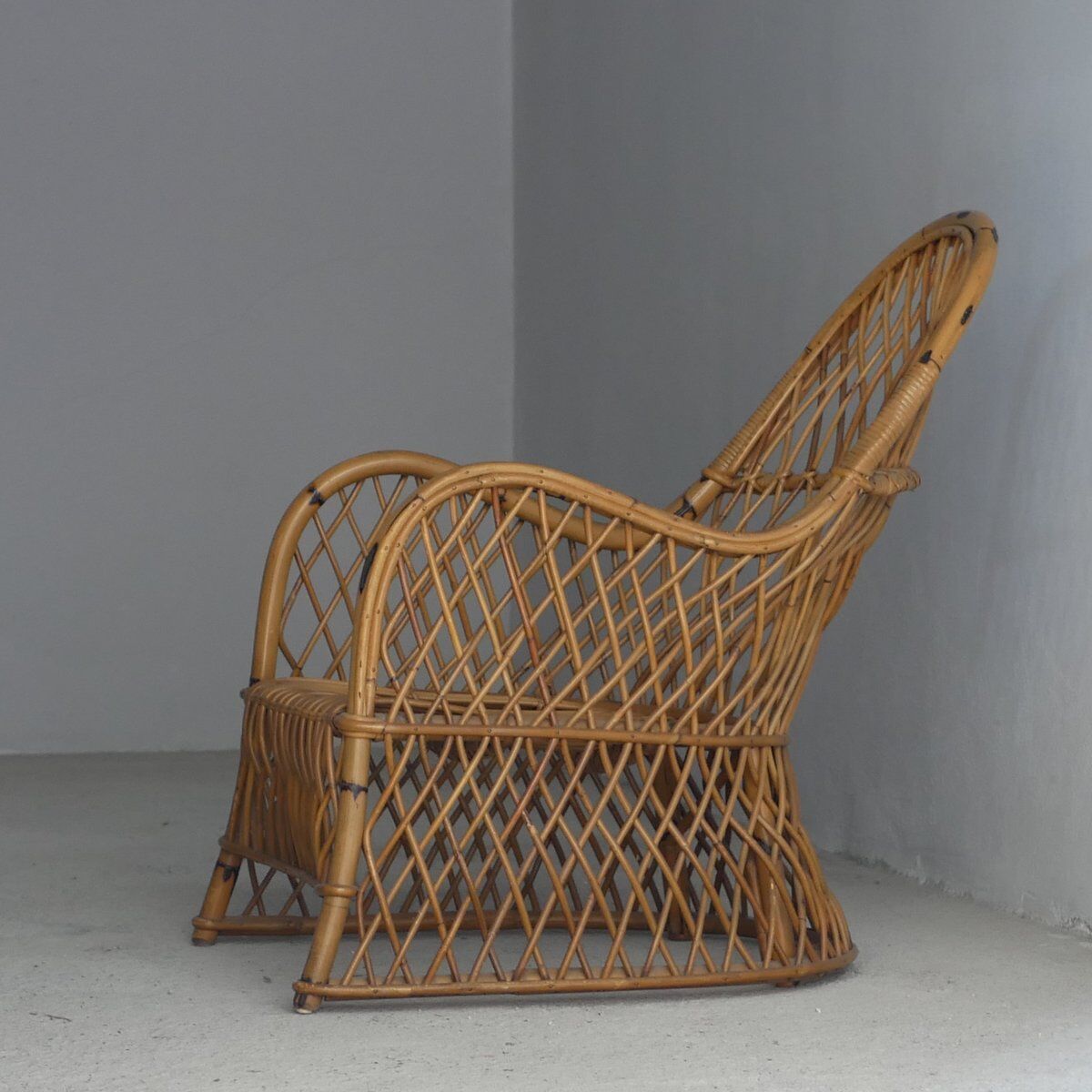 Fauteuil en rotin Gervasoni, années 1960