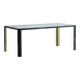 Vintage Saporiti style crystal top and black frame dining table, Italy, 1970s