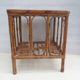 Vintage bamboo coffee table. Marquetry top