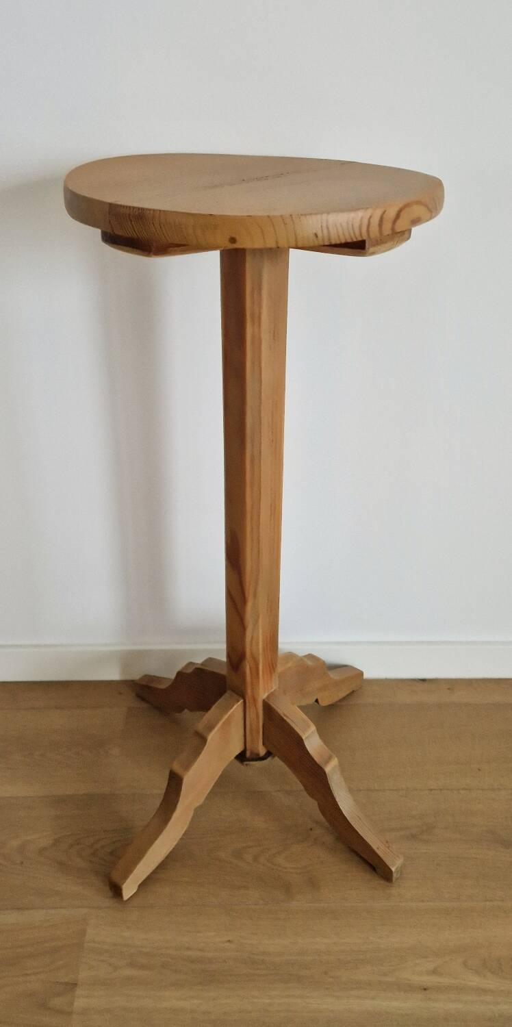 Solid pine wood pedestal table 1940s