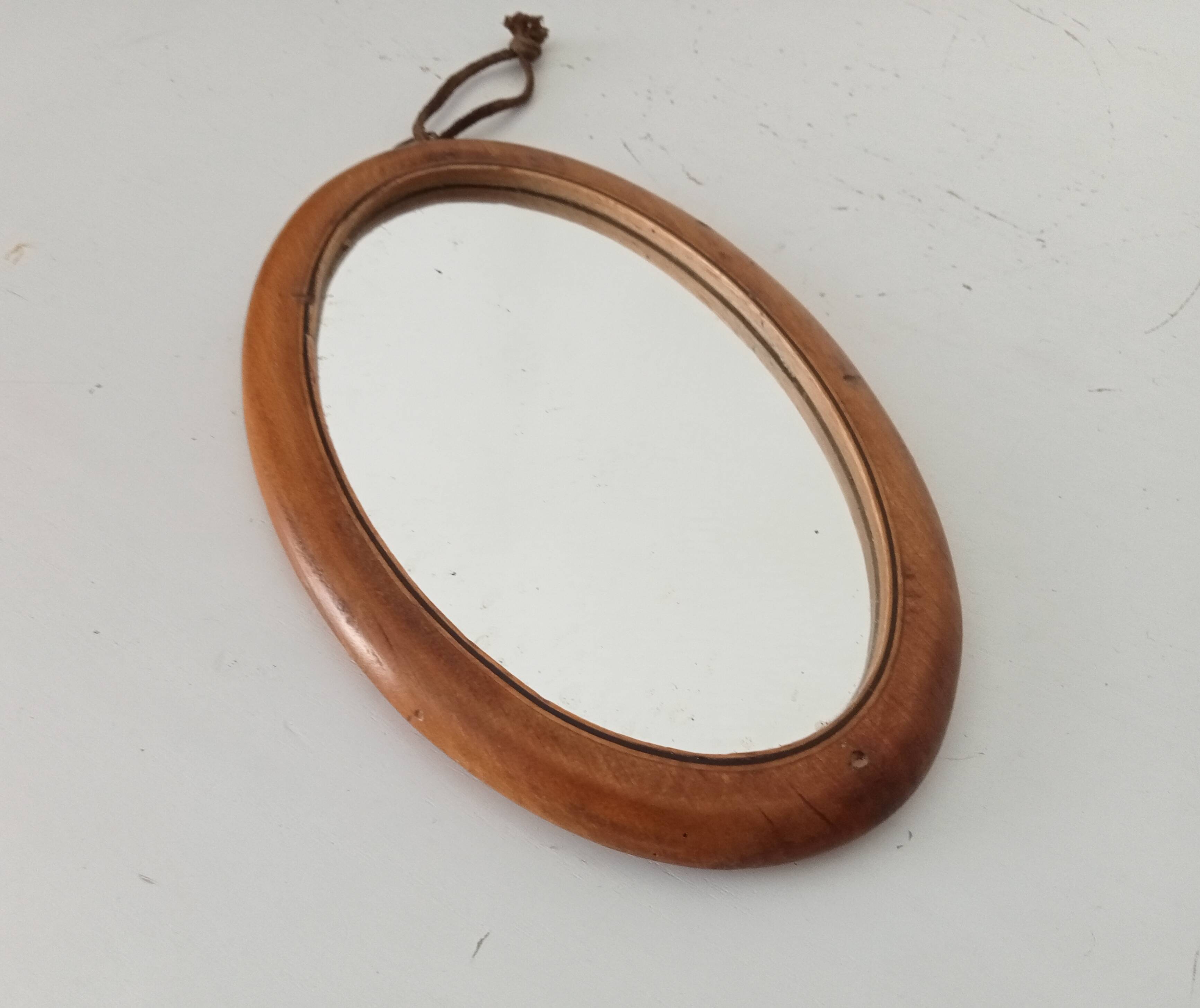Mini antique walnut mirror from the 19th century.