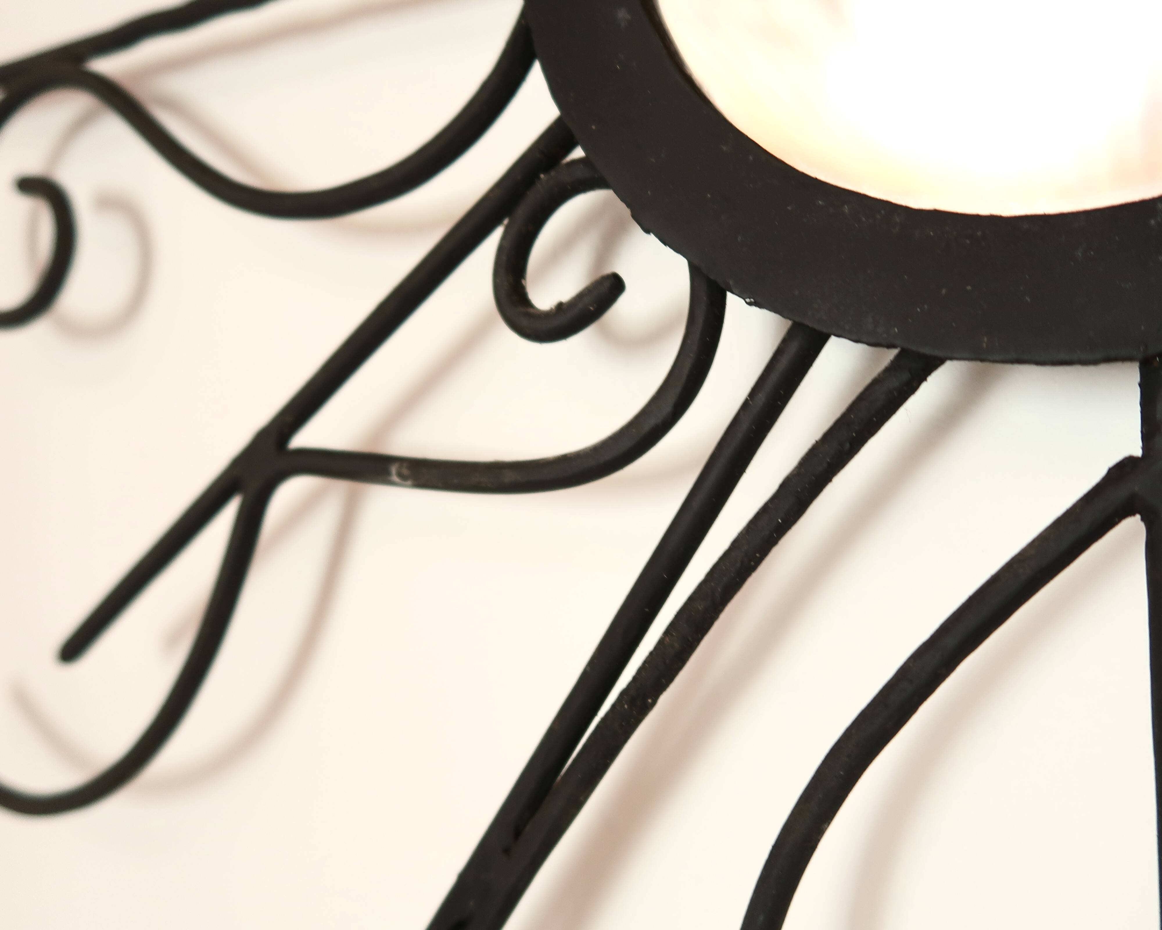 Large black metal sun mirror, 1970s