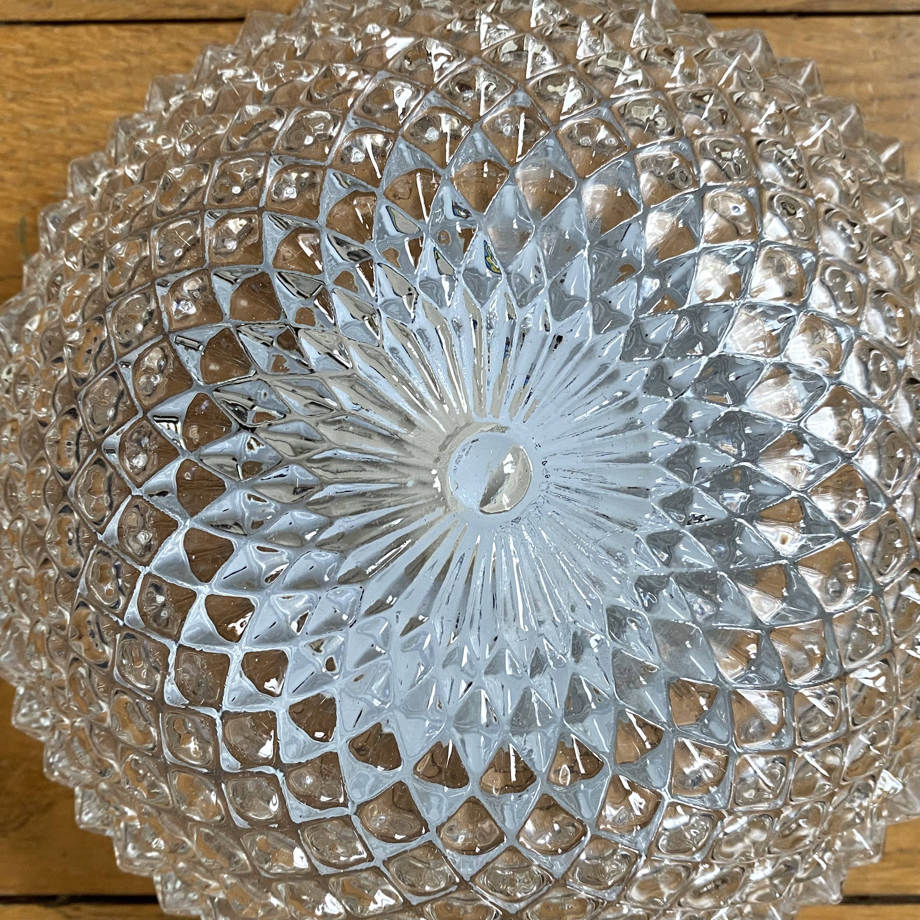 Vintage 1970s clear glass wall/ceiling light