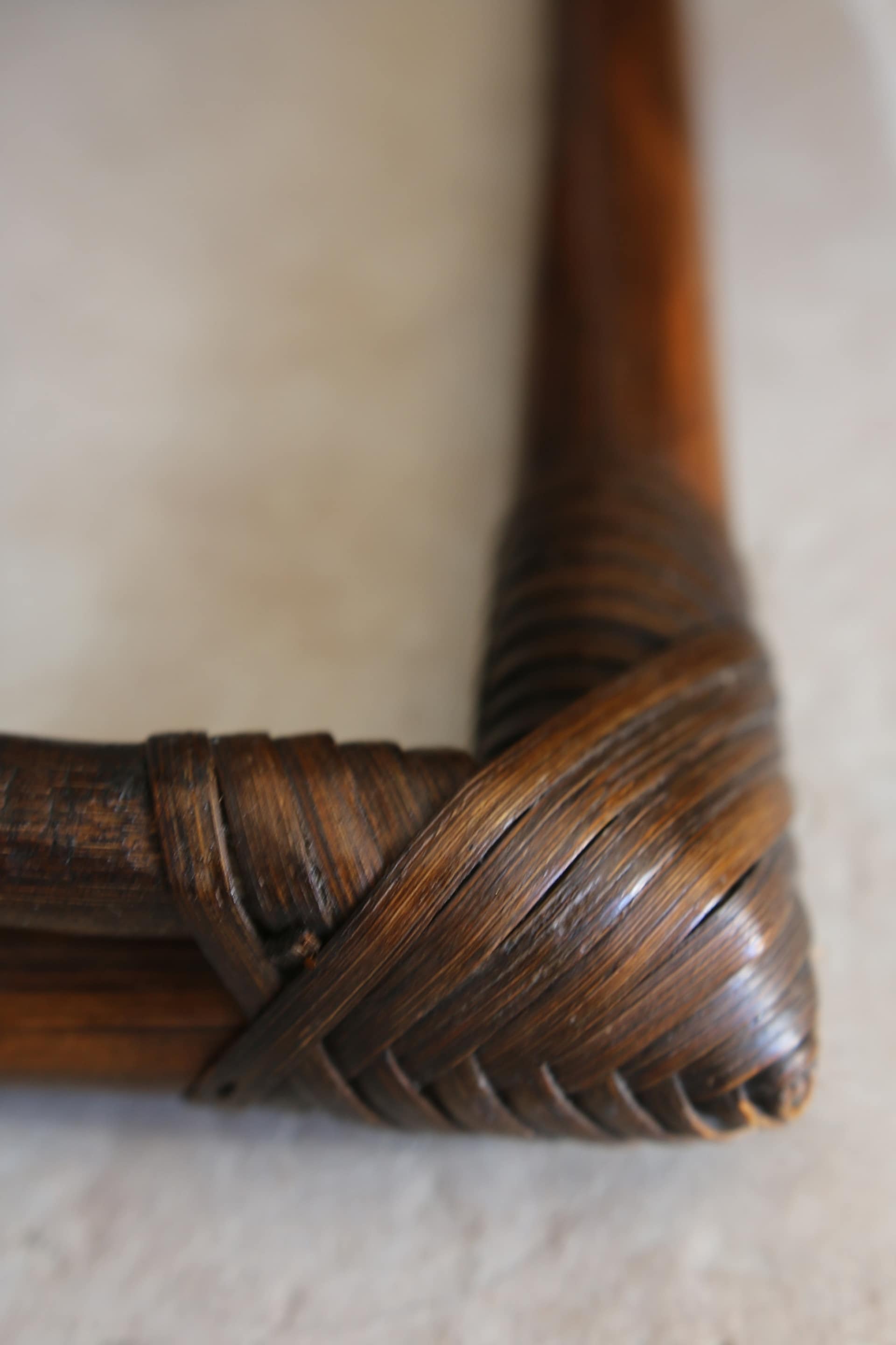 Vintage rattan full-length mirror, 1960s-70s.