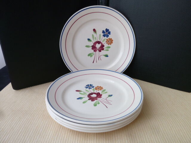 Set de 5 assiettes plates en faïence de Lunéville KG  Modèle Chantilly