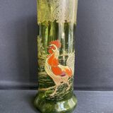 Vase « Nancy au coq émaillé» vert antique F. T. Legras
