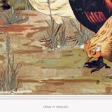 Poster “Roosters and Hens”, after an Art Nouveau lithograph from 1897