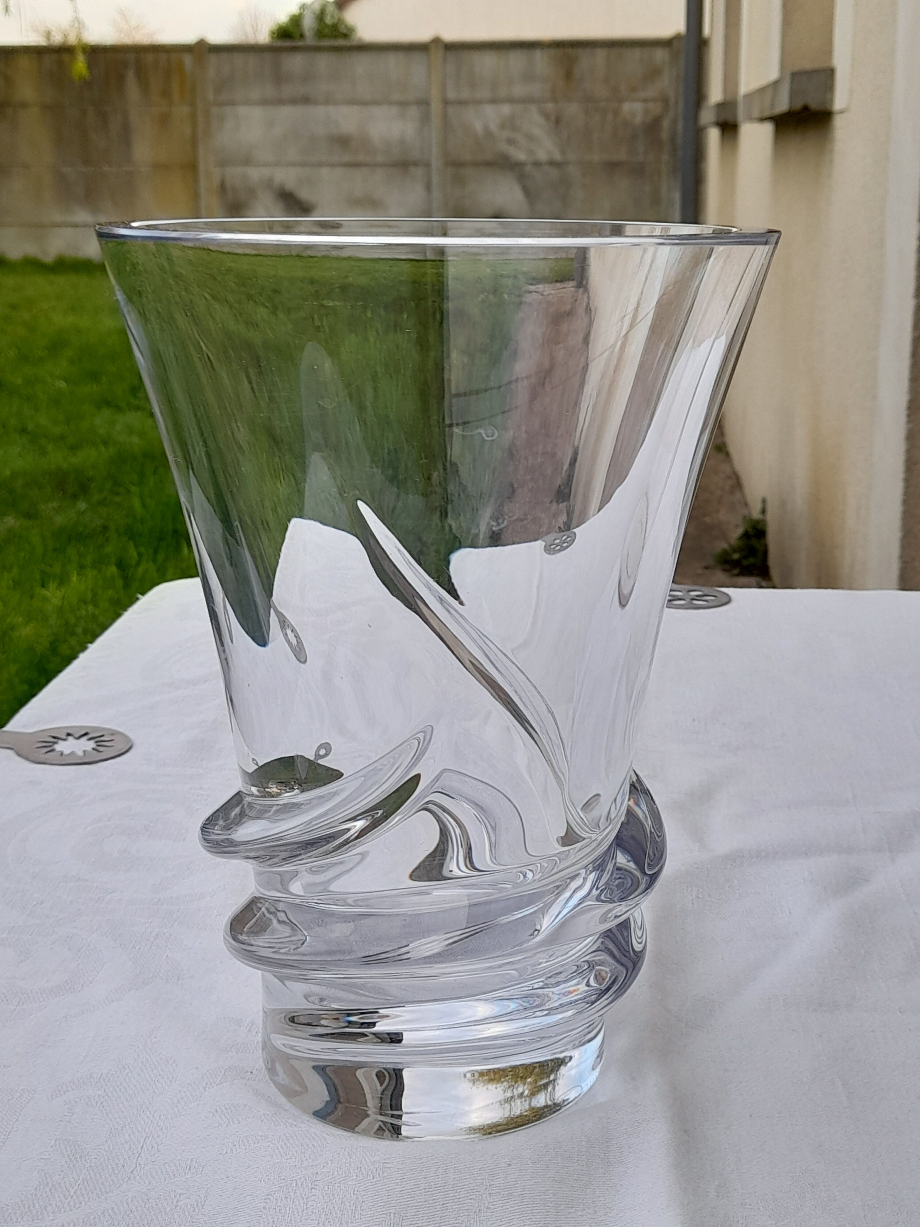 Crystal vase signed Daum France