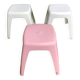 Série de 3 tabourets ancien en plastique blanc & rose vintage