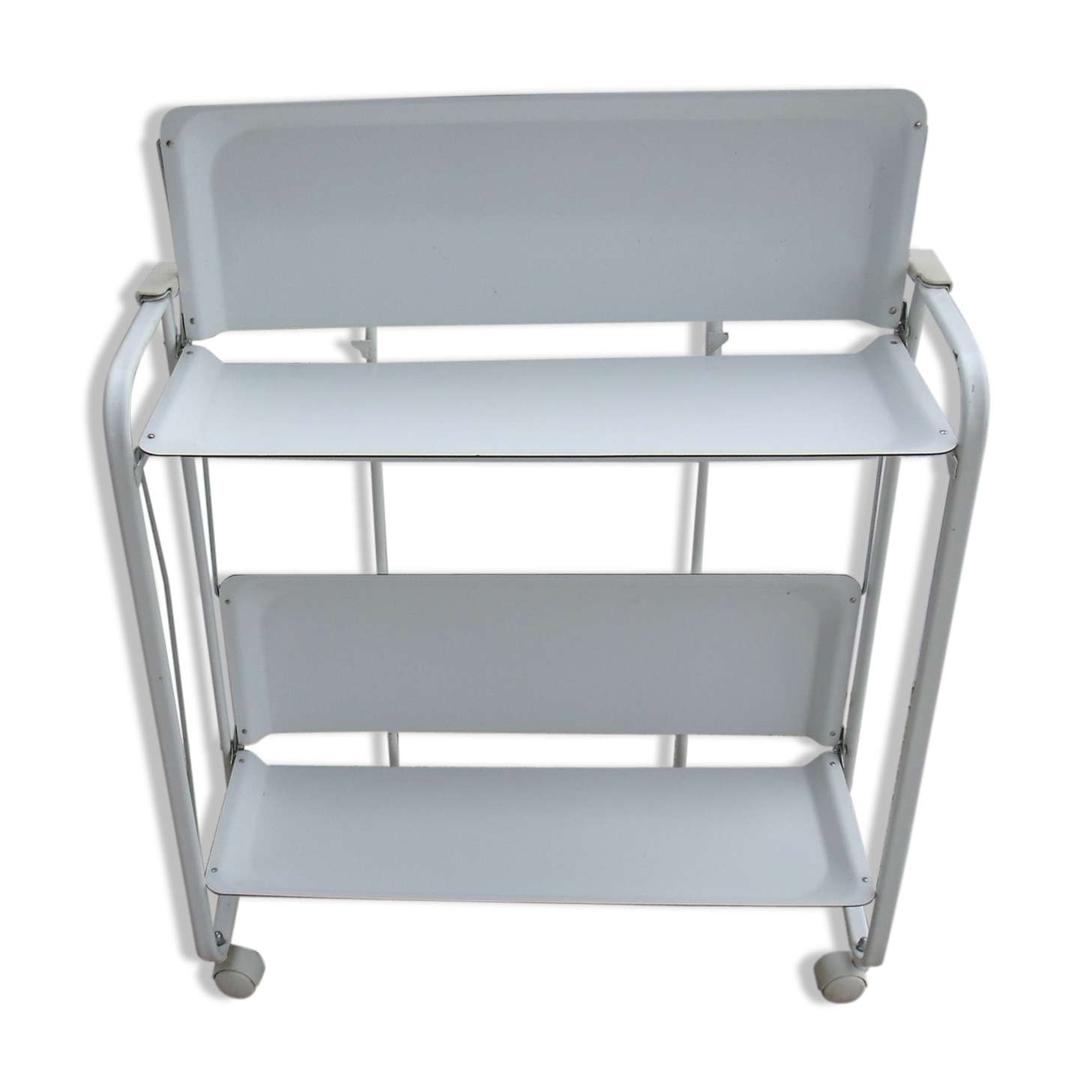 Serving white folding rolling table