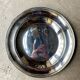 Round silver-plated metal dish