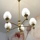 Vintage 5-light chandelier in glass and brass