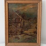 Old small format oil painting on board 19th century