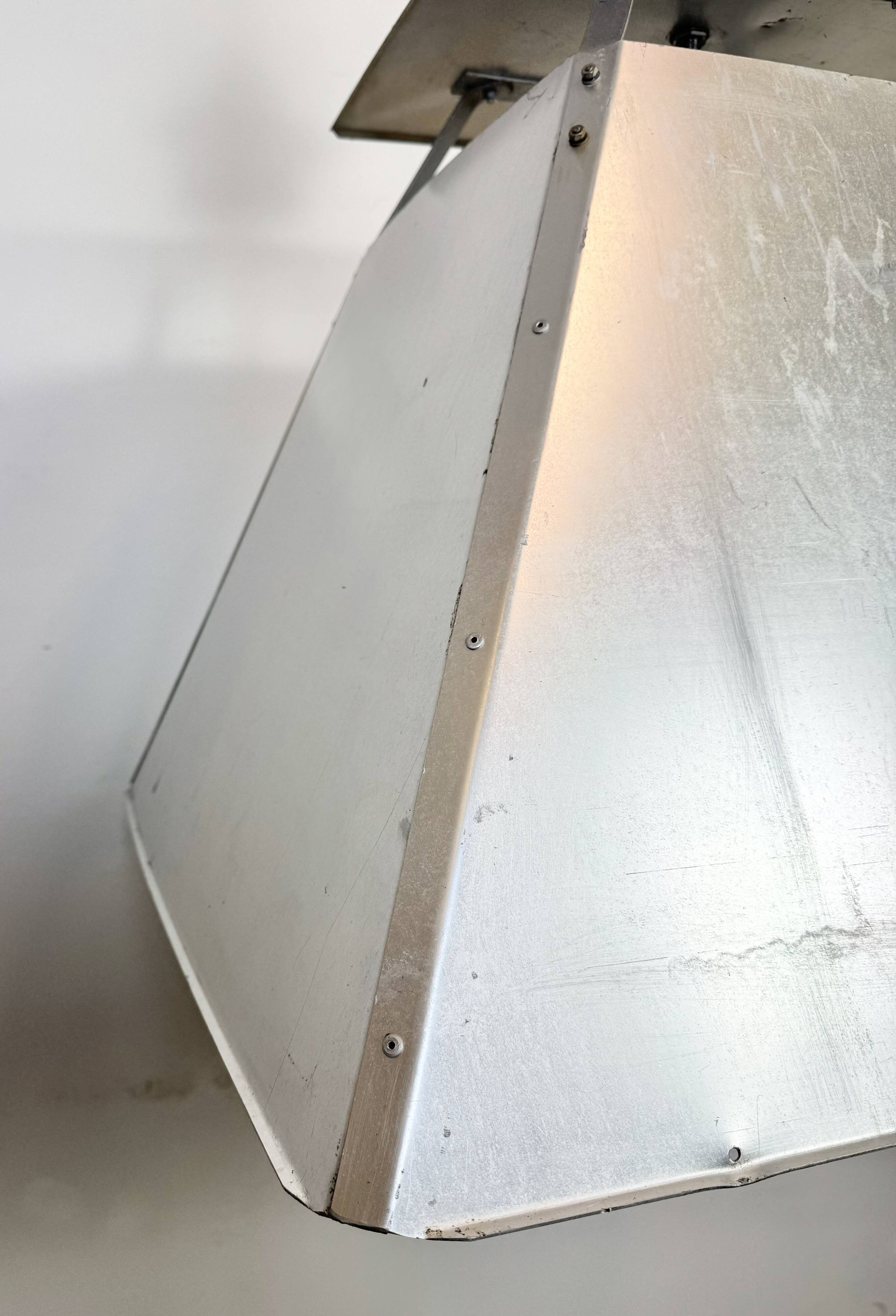 Large Silver Industrial Factory Pebdant Lamp, 1970s