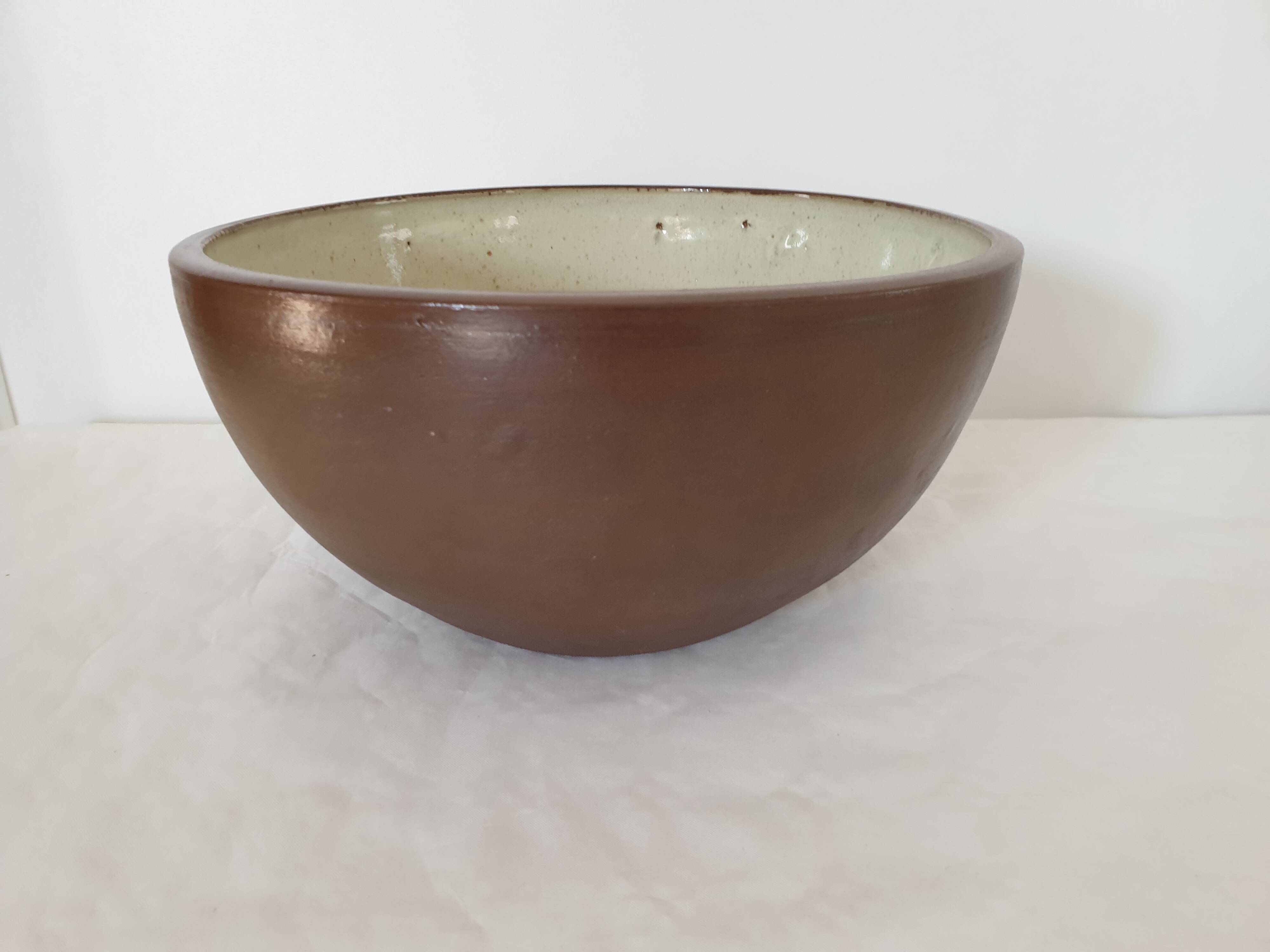 Large stoneware salad bowl Ø 30cm - Signature to identify La Borne? Puisaye?