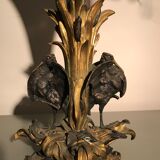 Bronze cone vase, country with its two herons