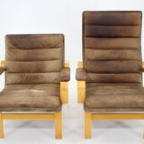1970s Pair of Yngve Ekström "Contino" Leather Armachair,Sweden
