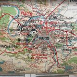 Old School Map School PARIS & Surrounding Areas Numbers 24 & 24bis Vintage