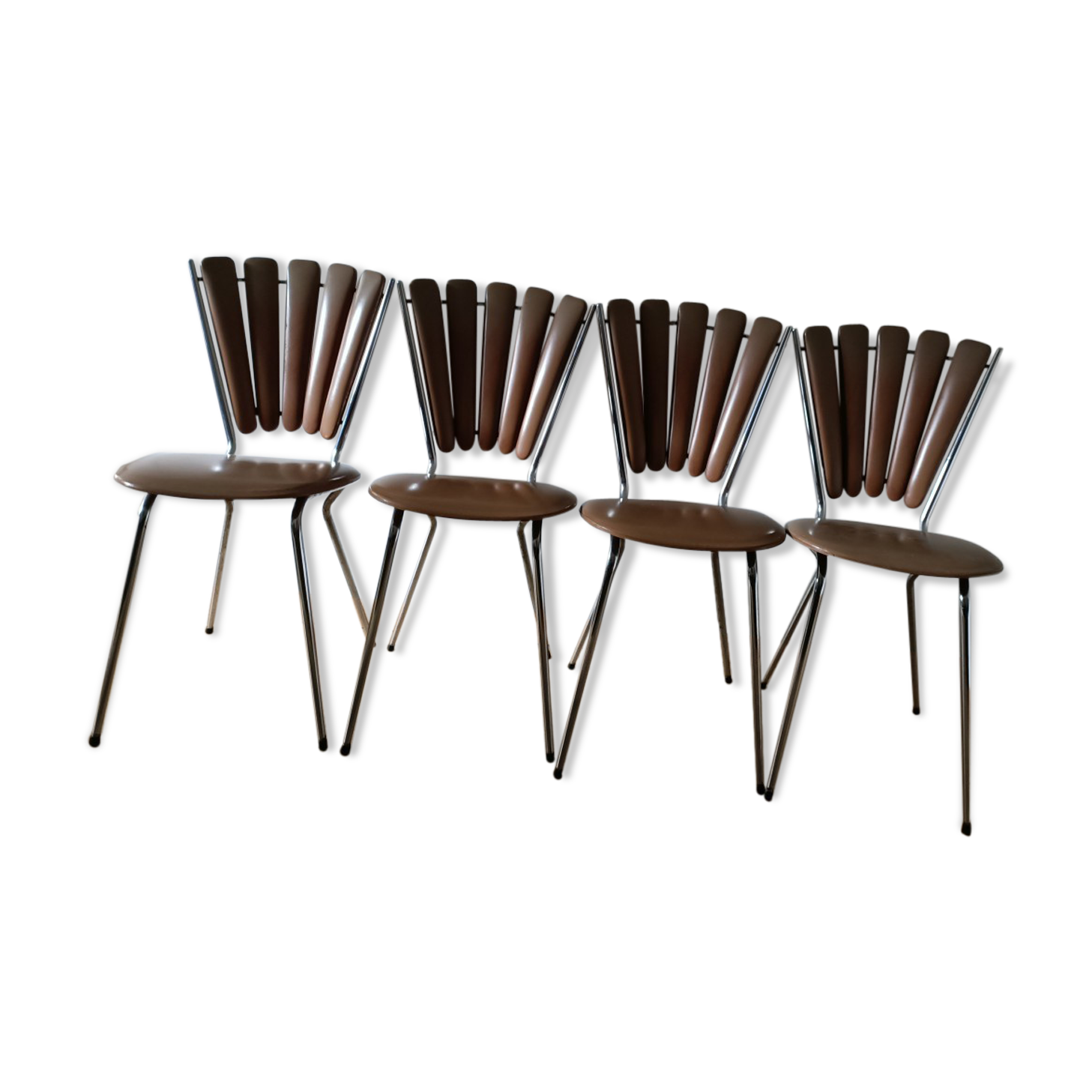 Lot of 4 chairs vintage petals 1970s