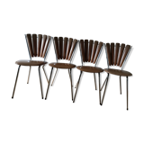 Lot of 4 chairs vintage petals 1970s