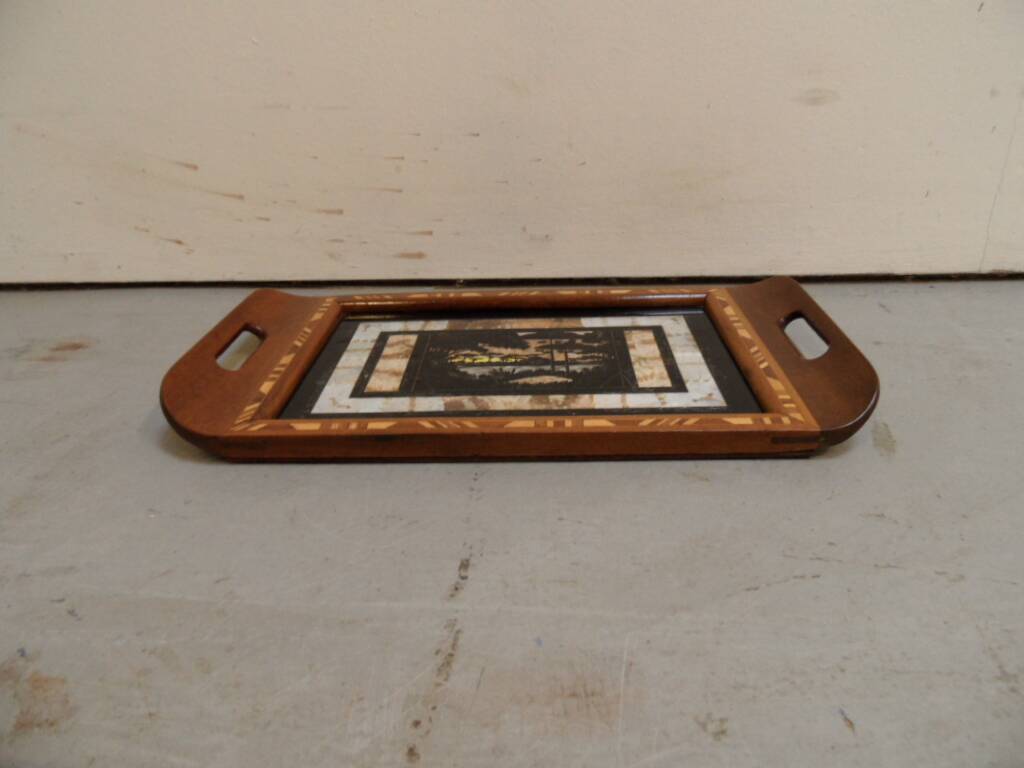 Vintage mahogany tray with inlay
