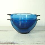 Set of 2 bowls in Vereco blue glass