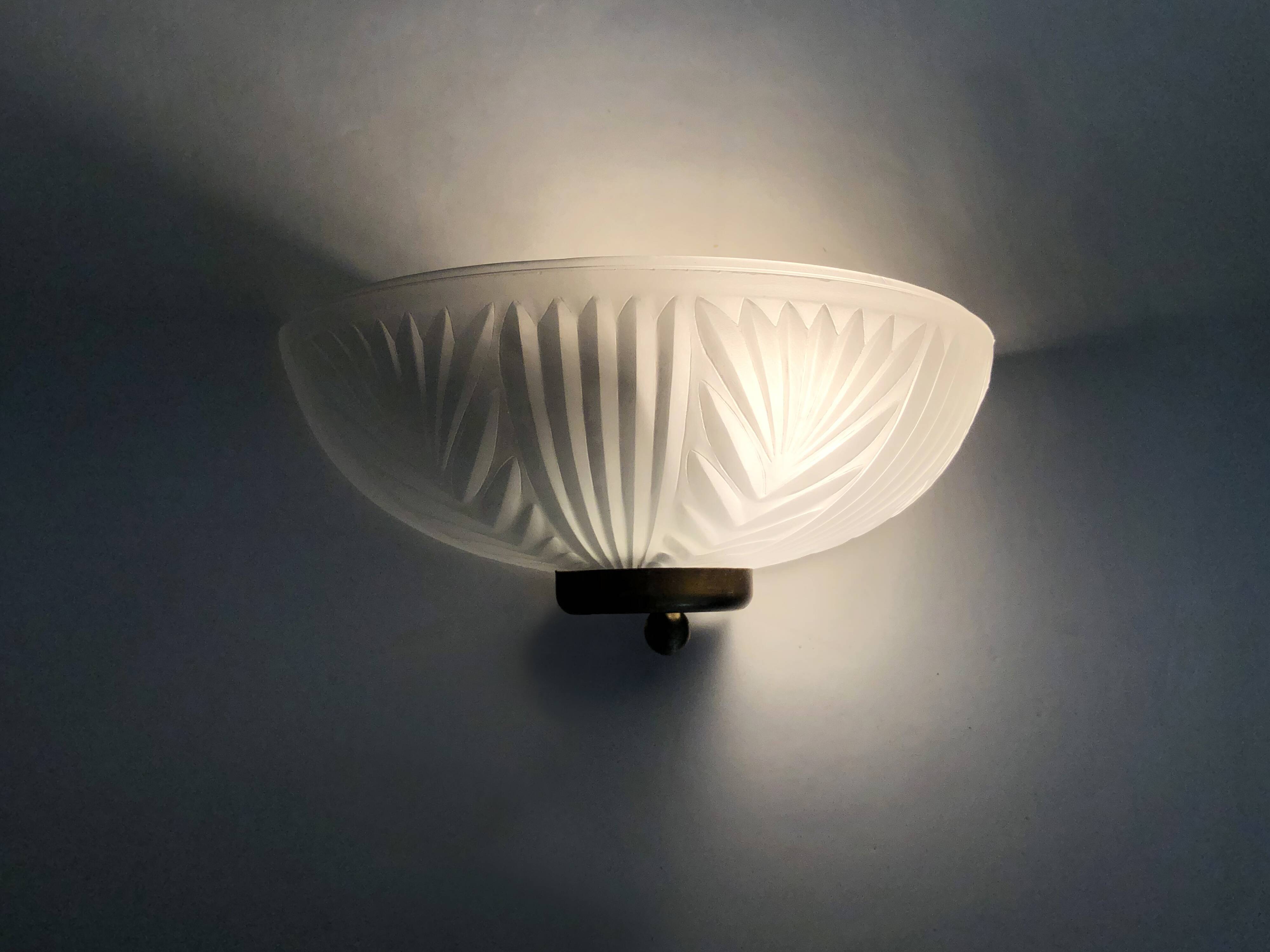 Pair of Art Deco style half-moon wall lights from the 80s