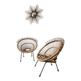 60s design rattan armchairs