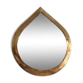 Miroir goutte en laiton 43x35,5cm vintage
