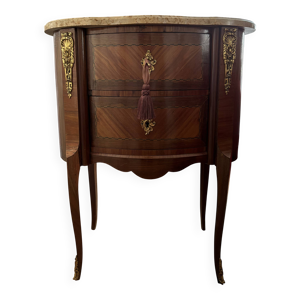 Commode Louis XV en marqueterie - marbre