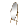 Vintage Italian Brass Standing Cheval Mirror with Oval Frame, 1960s