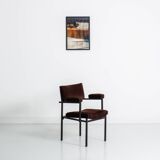 Set of 4 vintage armchairs with a metal structure