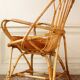Fauteuils "œuf" en rotin 1960 et son coussin
