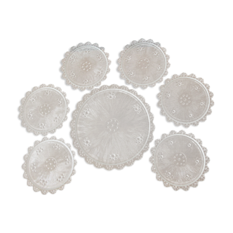 Glass dessert service, one dish and 6 plates 1920s-30s