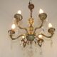 French Mid Century Bronze 6 Light Chandelier With Crystal Droplets 5491
