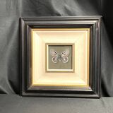 Pastel, butterfly drawing signed, 20th century frame