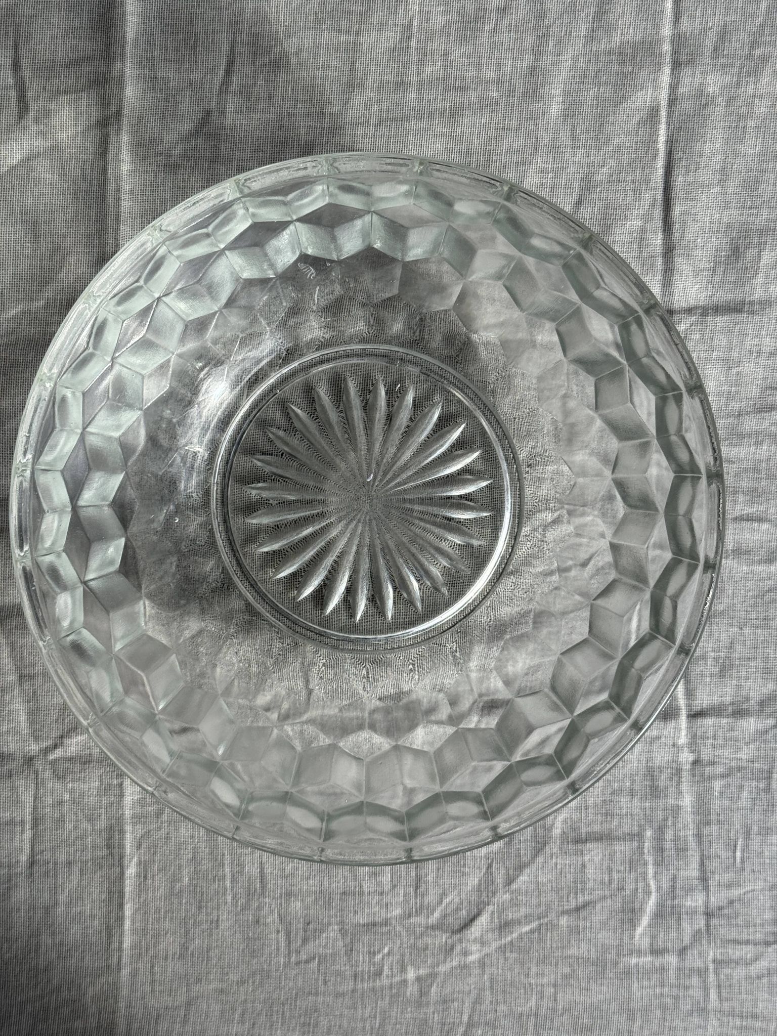 Petit saladier en verre vintage à motif de cubes