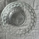 Small vintage glass bowl with a cube pattern.