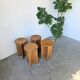 Set of 4 oak stools from the 1950s, constructivist style.