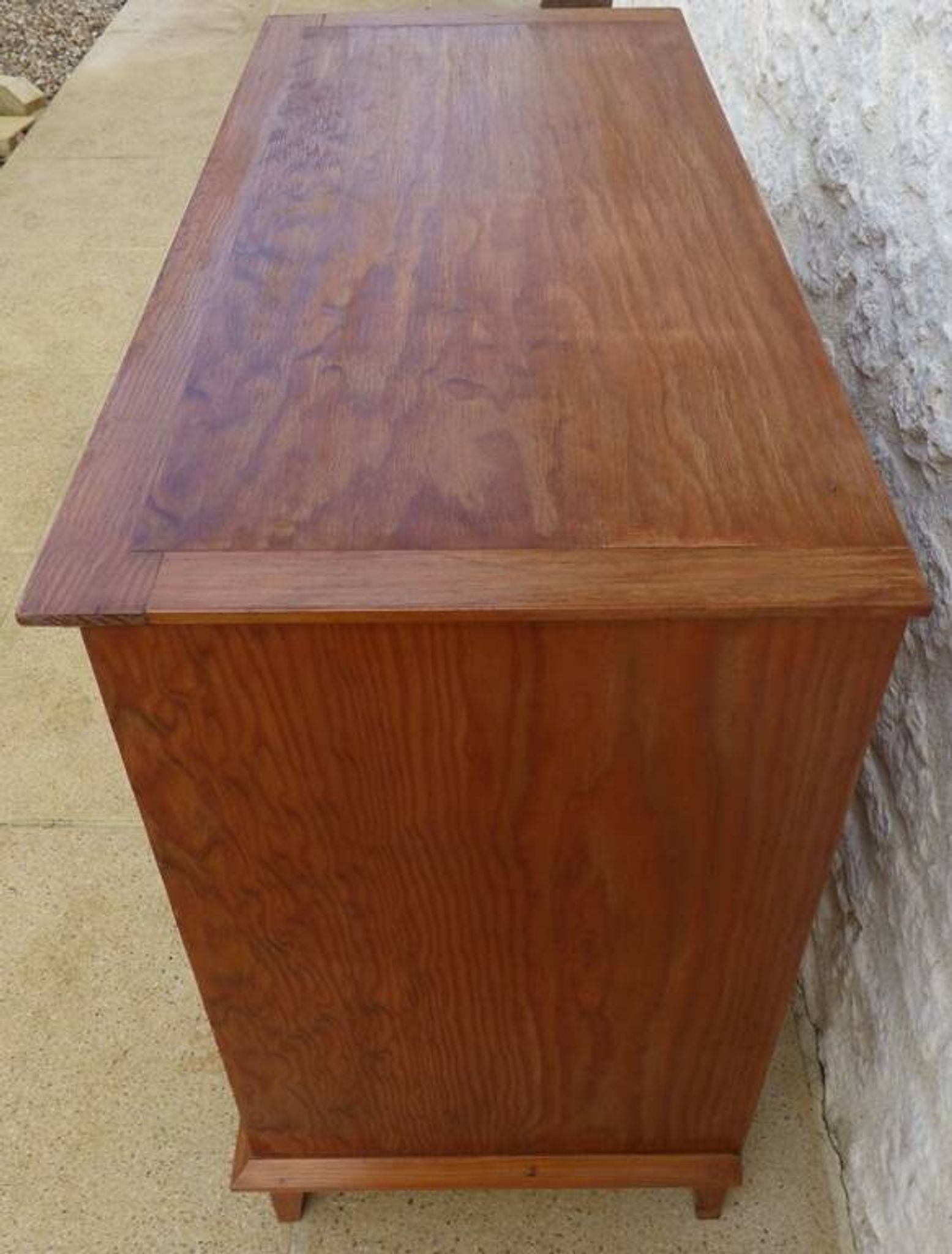 Antique post art deco chest of drawers circa 1940 in solid pine wood in its patina