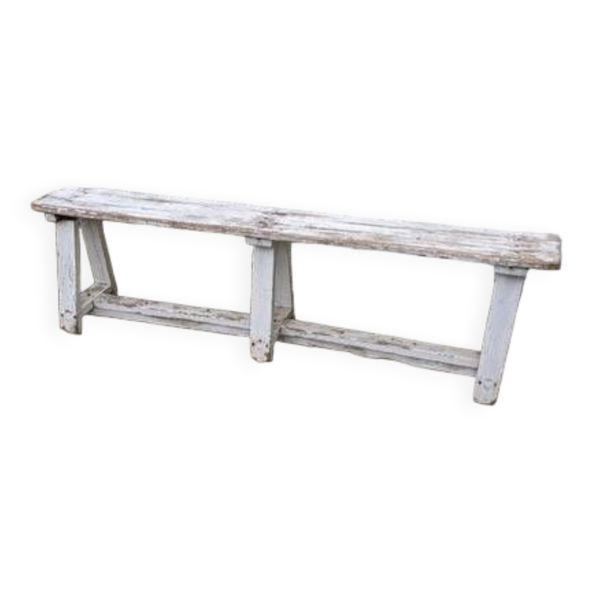 Old bench limed in white