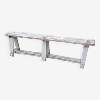 Banc ancien cérusé en blanc