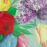 Old painting representing a bouquet of flowers