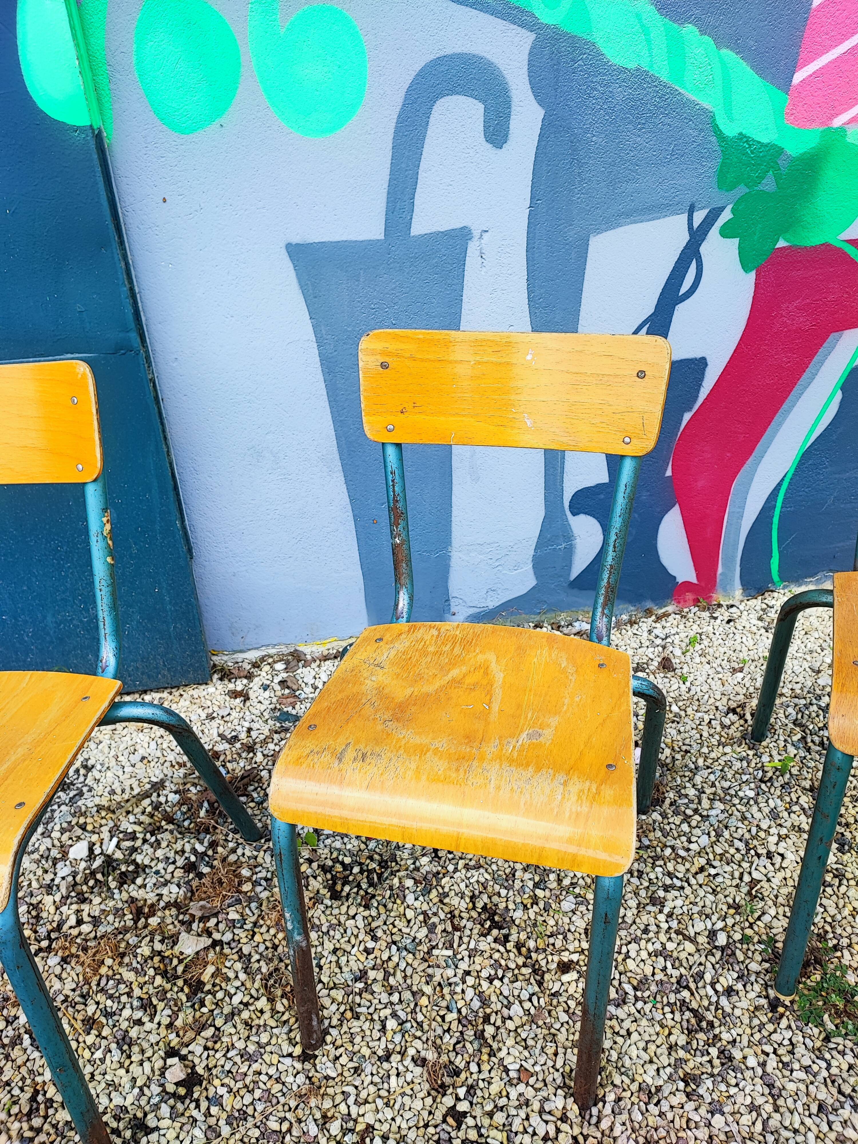 Set of 3 vintage school chairs