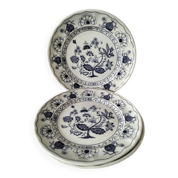 Trio d'assiettes Castellania en faïence italienne, décor bleu vintage