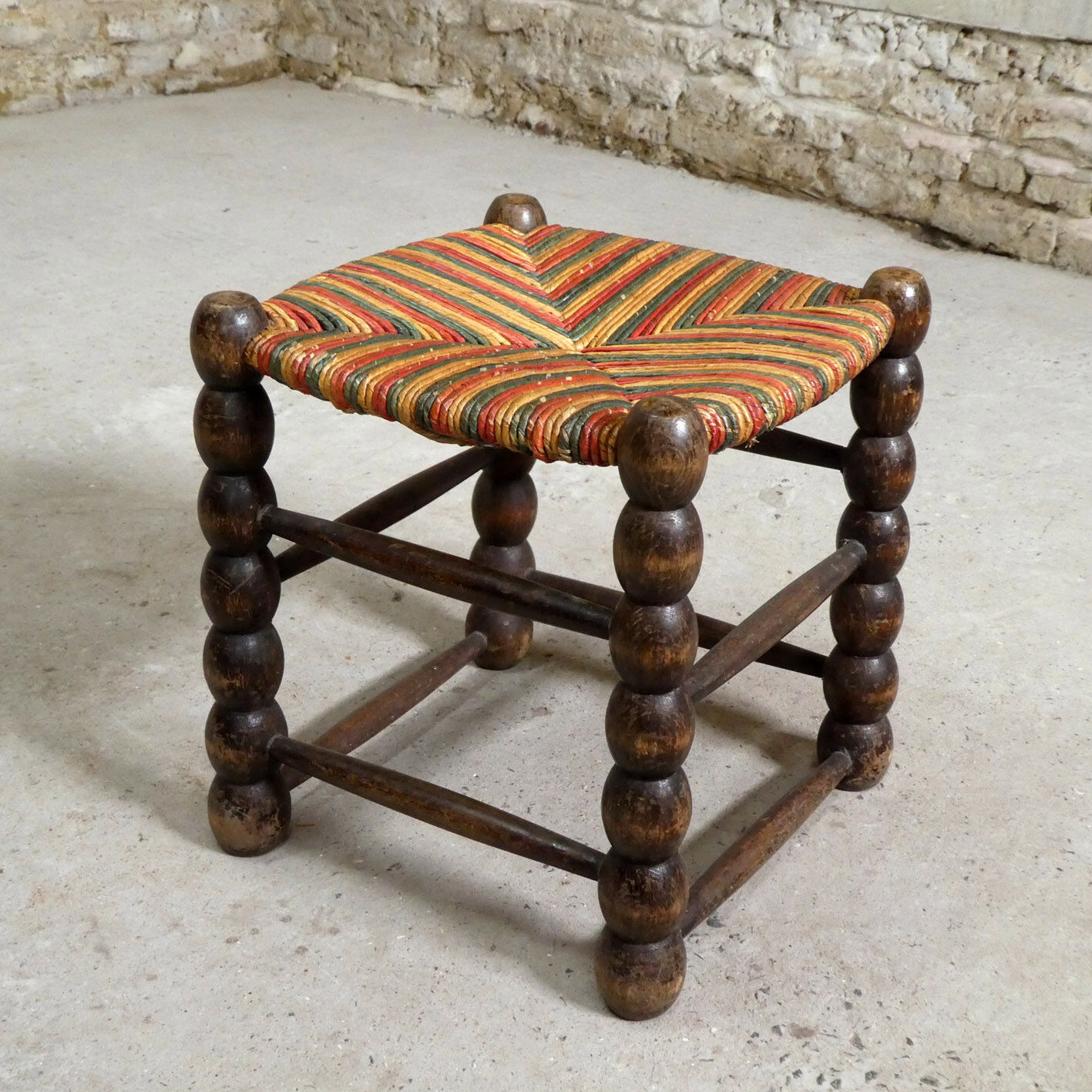 oak and straw stool, 1950